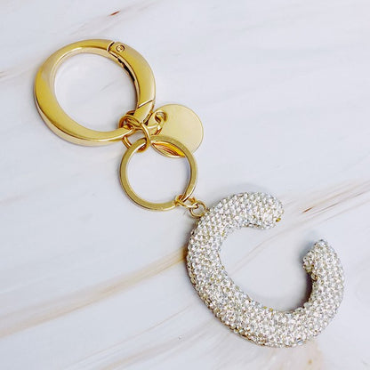 It Girl Glam Initial Key Chain - Crystal Clear