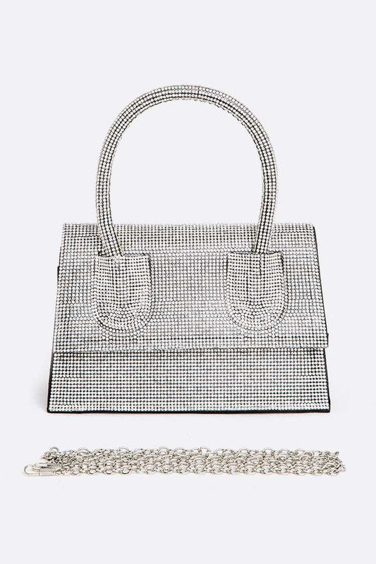 Rhinestone Convertible Top Handle Clutch Bag