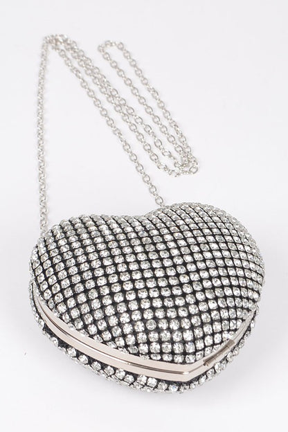 Rhinestone Heart Shape Box Clutch