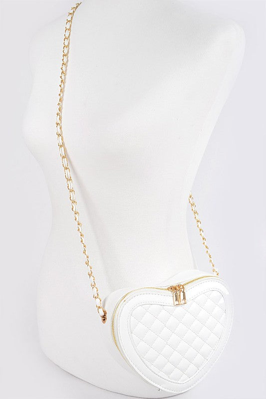 Quilted Heart Shape Swing Crossbody Bag