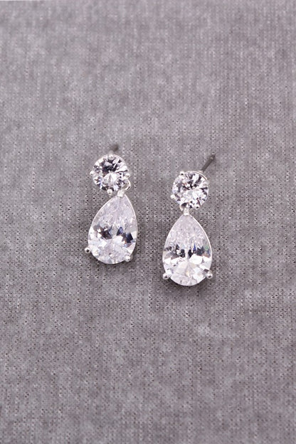 SMALL STONE FACETED ROUND TEAR STUD EARRINGS