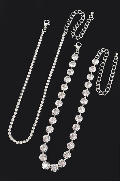 2 In 1 Rhinestone Layered Necklace Set