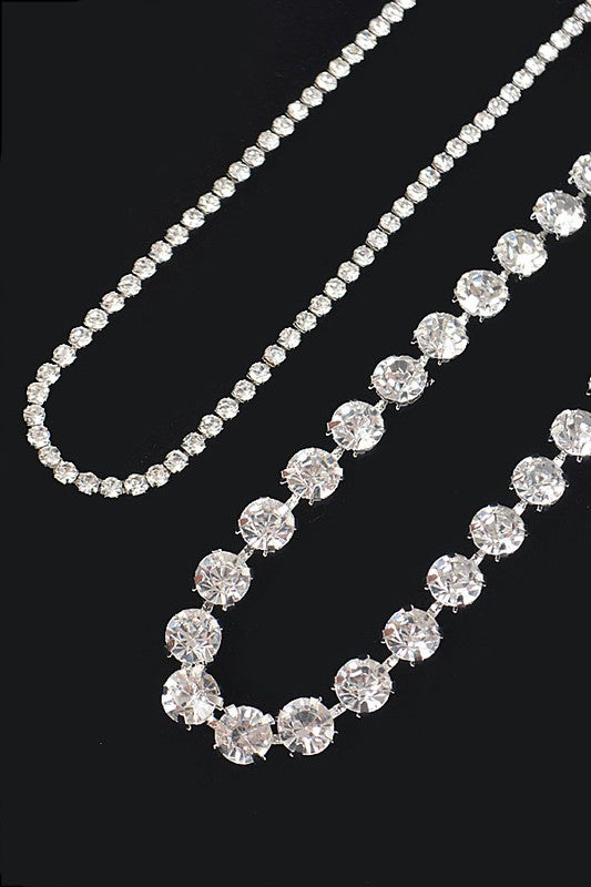 2 In 1 Rhinestone Layered Necklace Set