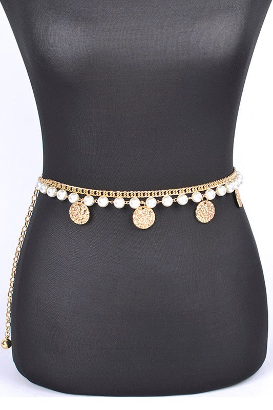 Fringe Disk Iconic Pearl Station Chain Belt