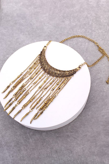 TEXTURE DANGLES NECKLACE EARRING SET