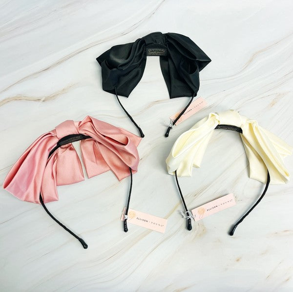 Satin Bow Crown Headband