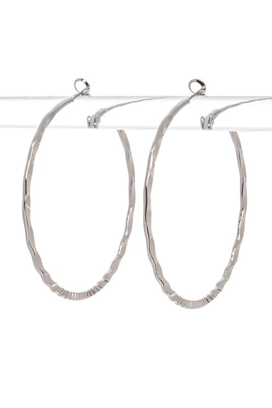 Wavy Textured Fashion Hoop Earrings
