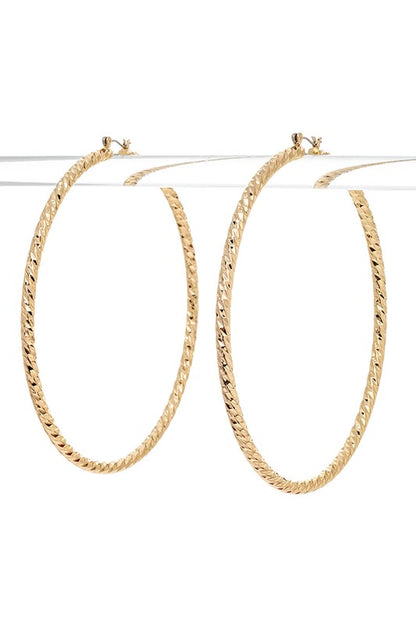 100MM Textured Shiny Hoop Earrings