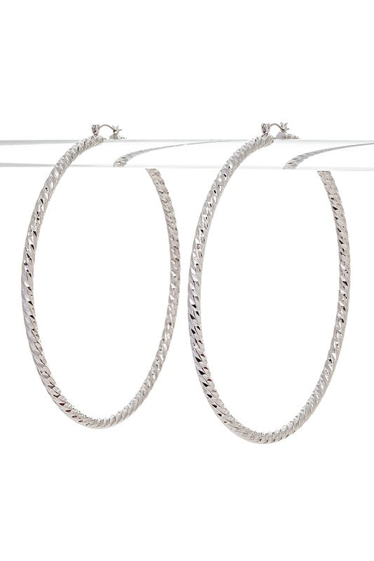 100MM Textured Shiny Hoop Earrings