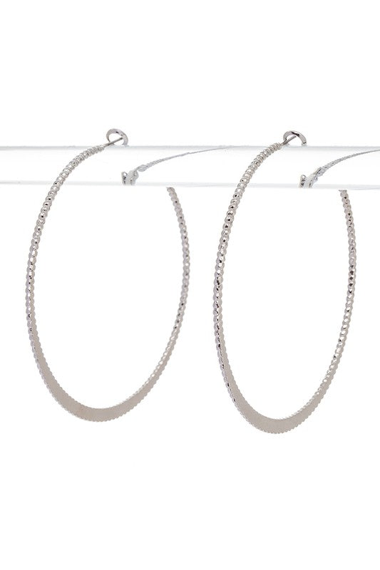 65MM Textured Skinny Hoop Earrings