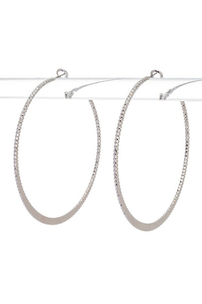 65MM Textured Skinny Hoop Earrings