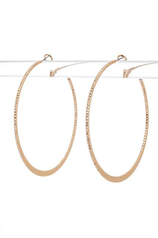 65MM Textured Skinny Hoop Earrings