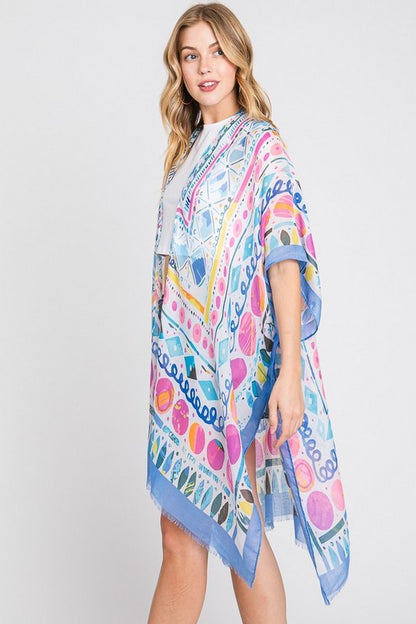 Geo Print Light Weight Kimono Cardigan