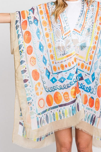 Geo Print Light Weight Kimono Cardigan