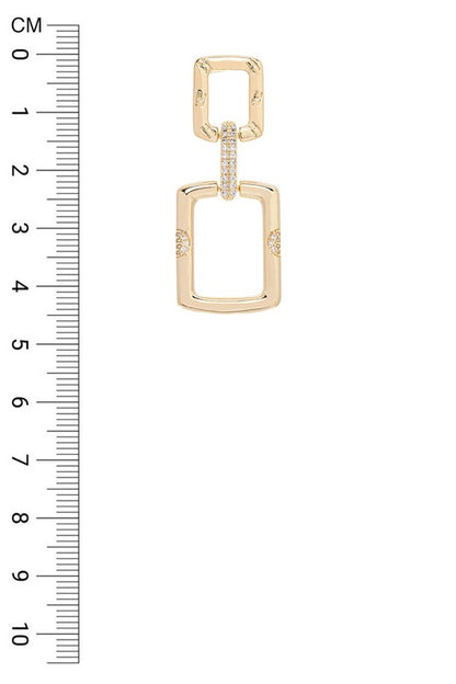 CZ Micro Setting Square Link Earrings