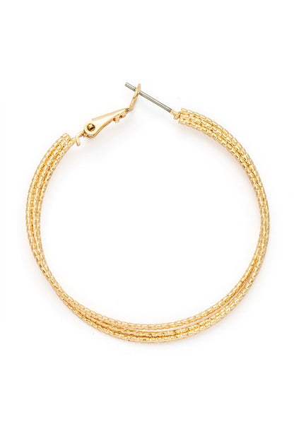 Edged Textured Twist Hoop Earrings