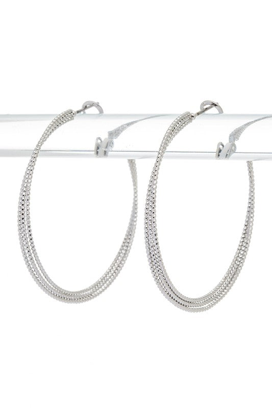 Edged Textured Twist Hoop Earrings