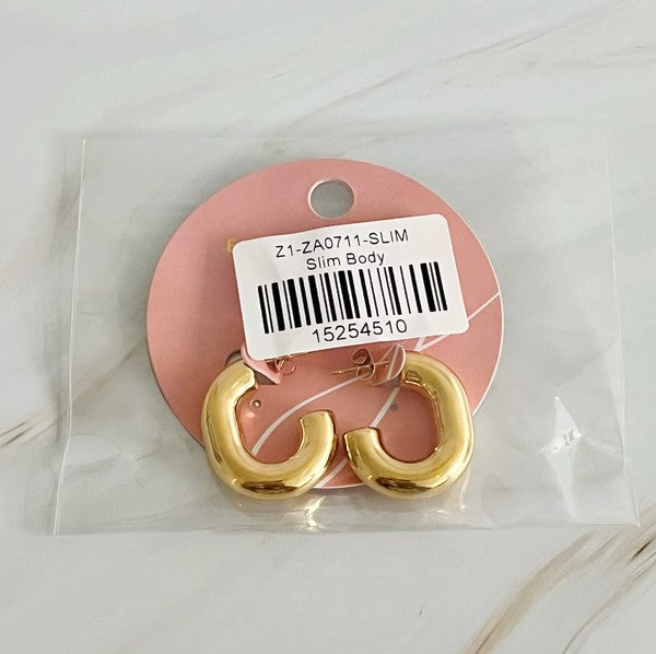 Golden Object Oval Hoop Earrings