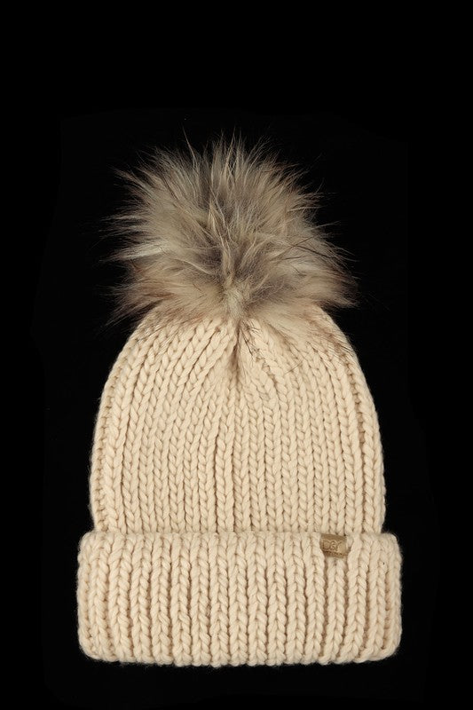 Jewel Knit Cuffed Pom Beanie