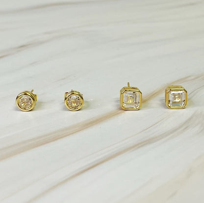 Bella Bezel Stud Earrings Set Of 2