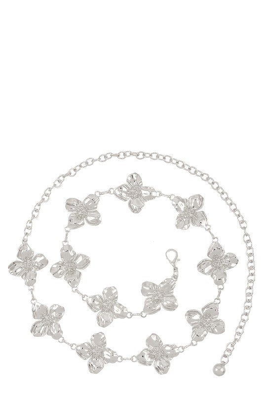 Multi Flower Linked Metal Belt