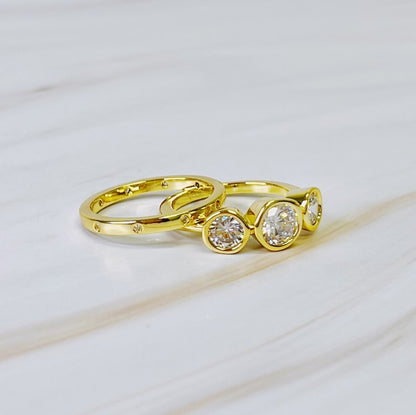 Trio Bezel Stone Ring Set Of 2