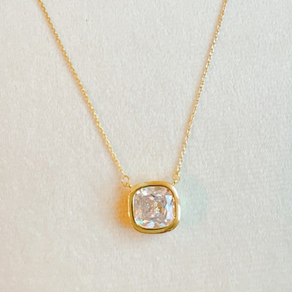 Cushion Cut Bezel Diamond Necklace