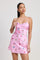 FLORAL MINI SATIN DRESS WITH SPAGHETTI STRAPS