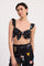 TIE FRONT BRALETTE TOP WITH PUFF SLEEVES