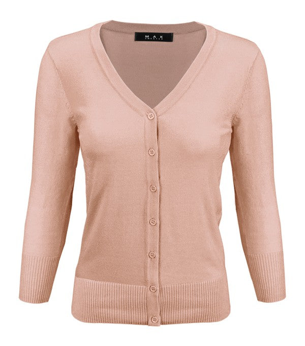 Crewneck Button Down Knit Plus Size  Cardigans