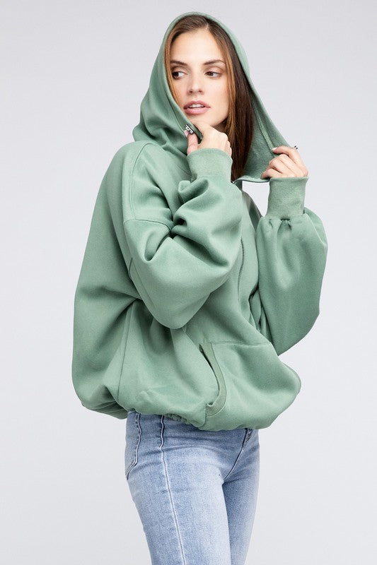 Stitch Detailed Elastic Hem Hoodie