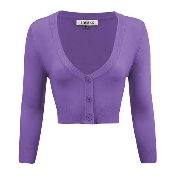 Women's Cropped Bolero 3/4 Sleeve Cardigan