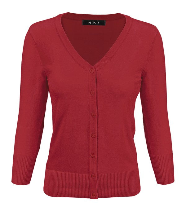 Crewneck Button Down Knit Plus Size  Cardigans