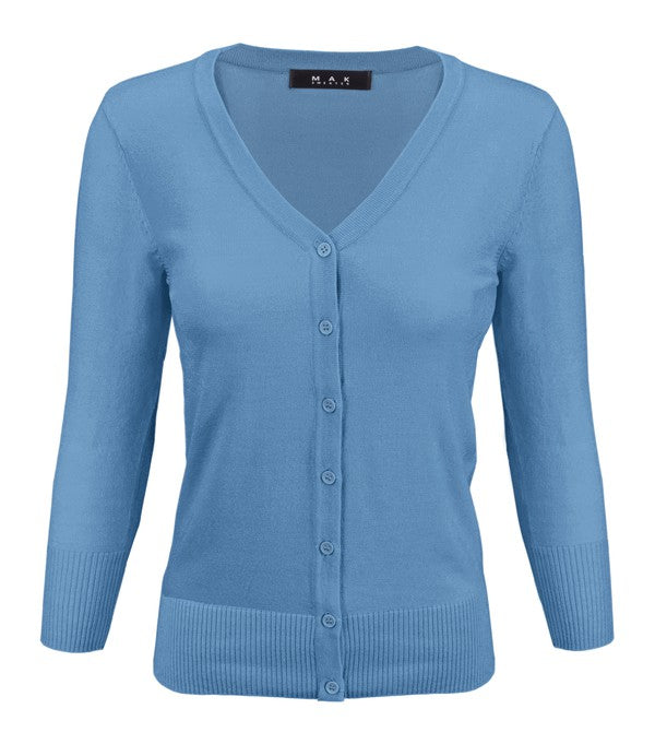 V-Neck Button Down Knit Plus Size Cardigan Sweater