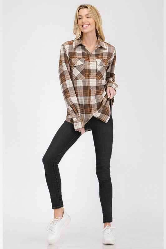 BOYFRIEND Fit Checker Plaid Flannel Long Sleeve