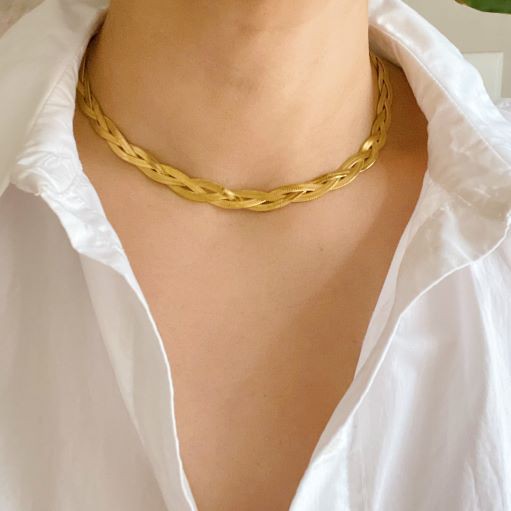 Braided Herringbone Chain Necklace