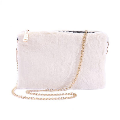 FAUX FUR CLUTCH SHOULDER BAG