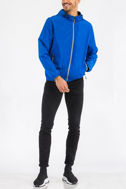 SOLID HOODED LIGHTWEIGHT WINDBREAKER JACKET