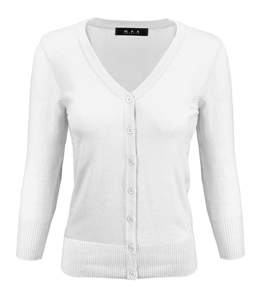 V-Neck Button Down Knit Cardigan Sweater