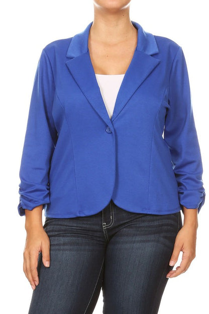 Plus size Solid, waist length blazer