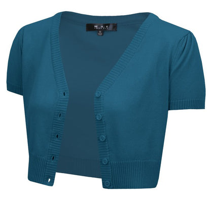 Cropped Bolero Knit Sweater Cardigan Short Sleeve