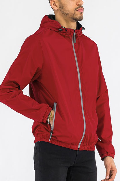 SOLID HOODED LIGHTWEIGHT WINDBREAKER JACKET