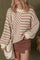 Stripe Checker Balloon Sleeve Sweater