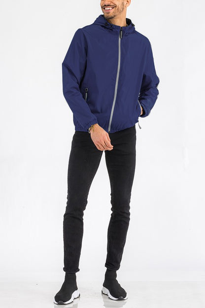 SOLID HOODED LIGHTWEIGHT WINDBREAKER JACKET