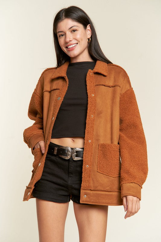 FAUX FUR AND SUEDE JACKET JJO5028P