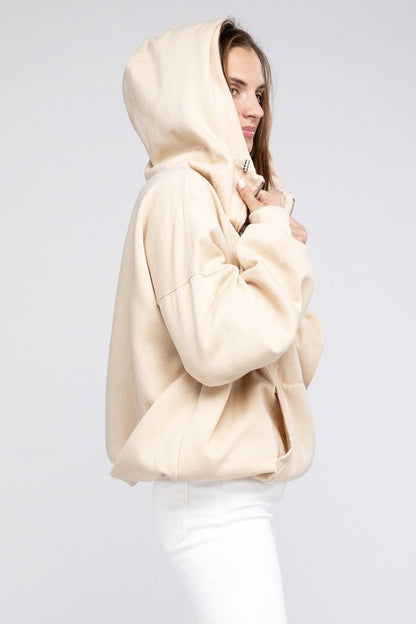 Stitch Detailed Elastic Hem Hoodie