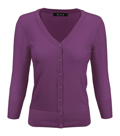 Crewneck Button Down Knit Plus Size  Cardigans